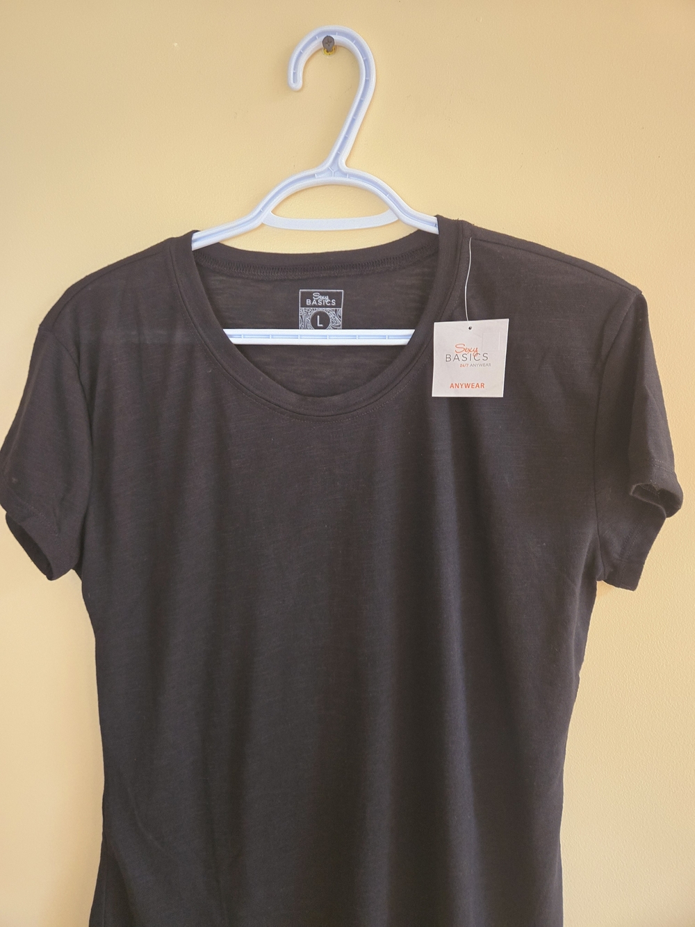 Sexy Basics [Black] Short Sleeve Crew Neck T-Shirt Tee Top Size Large L